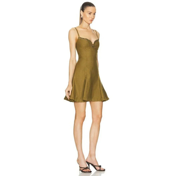 Ludovic de Saint Sernin Easy Cleavage Dress in Olive Green Medium New Womens - Picture 3 of 16